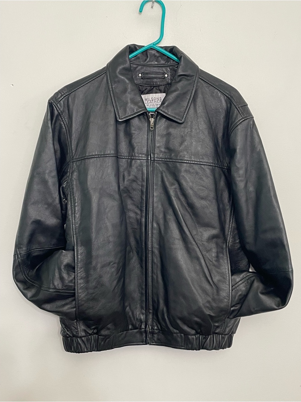 Wilsons Leather Black Men's Leather Bomber Jacket